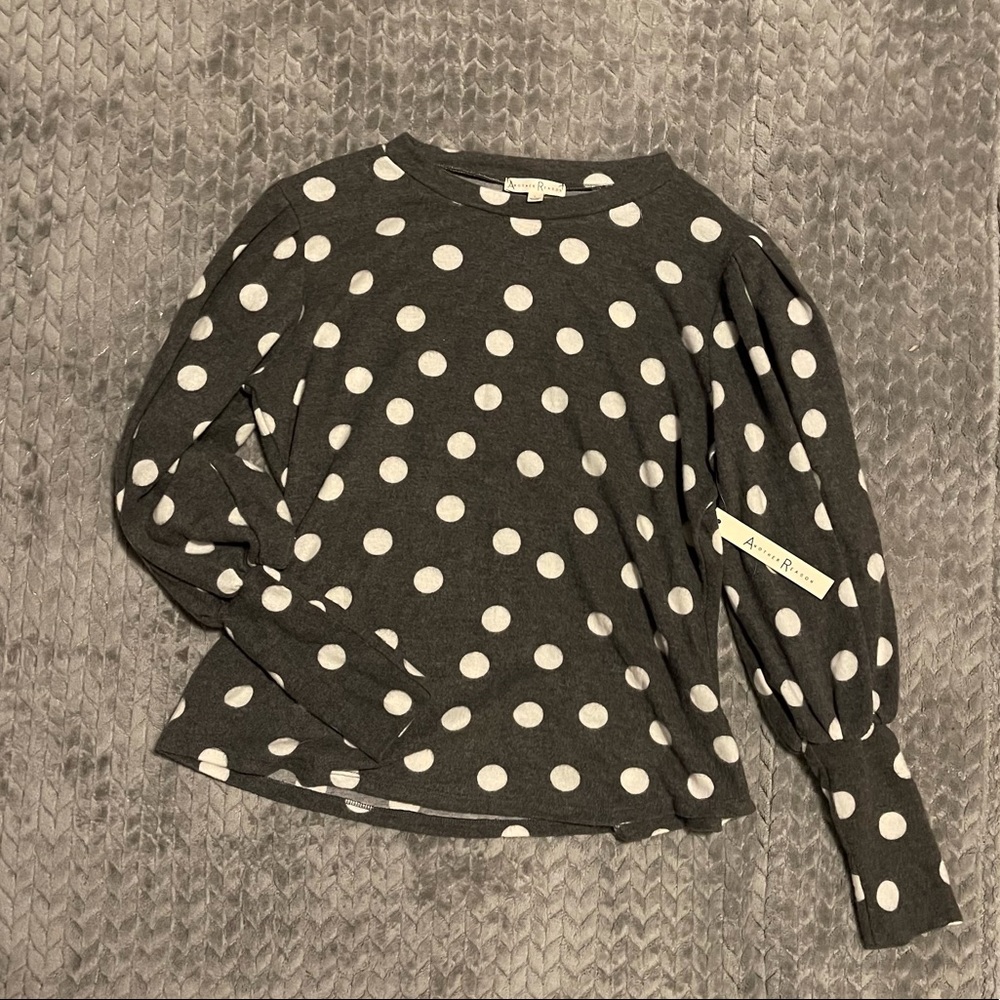 Balloon Sleeve Polka Dot Sweater